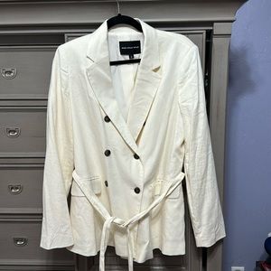 Cream linen blazer- Who What Wear
